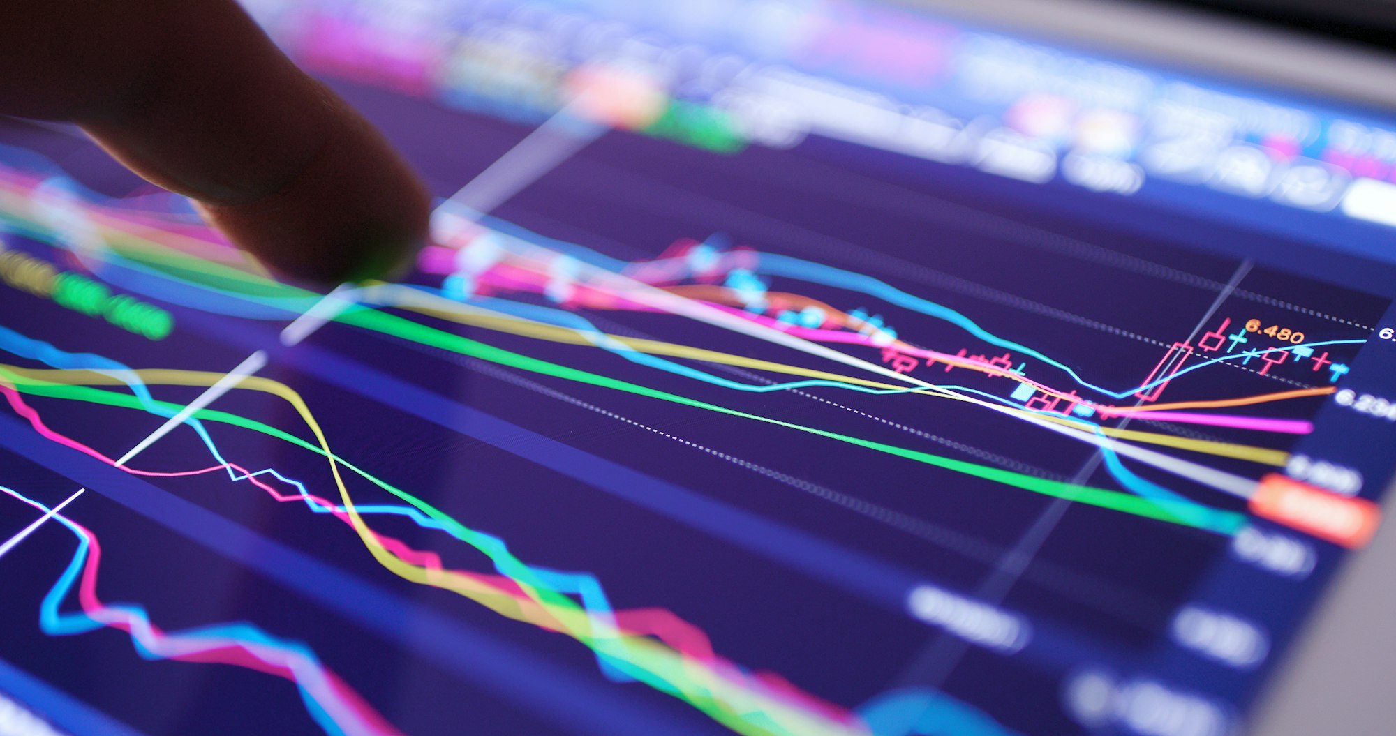 Stock market data on tablet computer